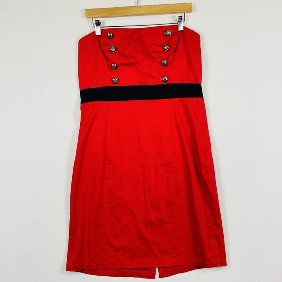 Hearts & Roses Dresses & Skirts - Hearts & Roses Red Sleeveless Strapless‎ Rockabilly Nautical Dress Womens 16 US